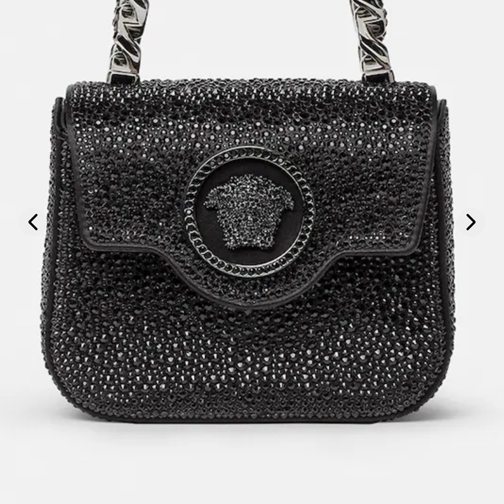Versace Black Crystal Embellished Shoulder Bag